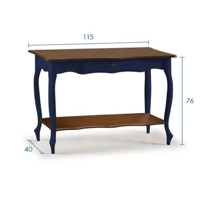 Imagem de Aparador para Sala Pés Luiz XV com Gaveta e Prateleira 1019P Linz Móveis - Azul Petróleo/Imbuia Glazer