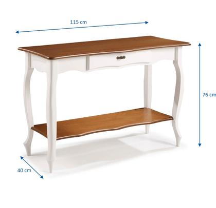 Imagem de Aparador para Sala Pés Luiz XV com Gaveta e Prateleira 1019P Linz Móveis - Branco/Imbuia Glazer