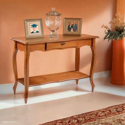 Imagem de Aparador para Sala Pés Luiz XV com Gaveta e Prateleira 1019P Linz Móveis - Imbuia Glazer