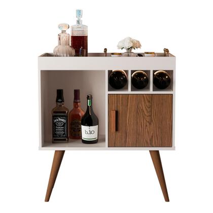 Imagem de Aparador Paris Adega Cantinho do Café com 1 porta e pés palito - Off White com Freijó