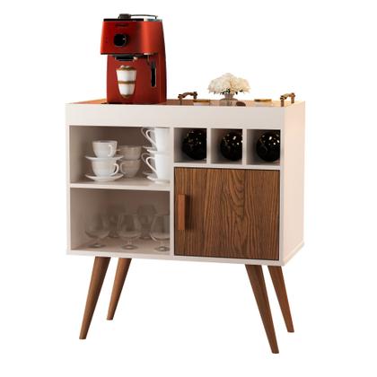 Imagem de Aparador Paris Adega Cantinho do Café com 1 porta e pés palito - Off White com Freijó