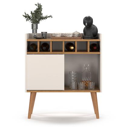 Imagem de Aparador Pequeno Retrô com Adega e Porta Design Moderno Cantinho Sala Estar Florença - Várias Cores
