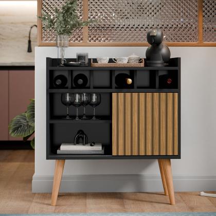 Imagem de Aparador Pequeno Retrô com Adega e Porta Design Moderno Cantinho Sala Estar Florença - Várias Cores