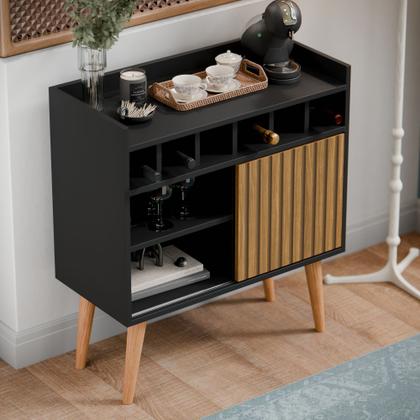 Imagem de Aparador Pequeno Retrô com Adega e Porta Design Moderno Cantinho Sala Estar Florença - Várias Cores