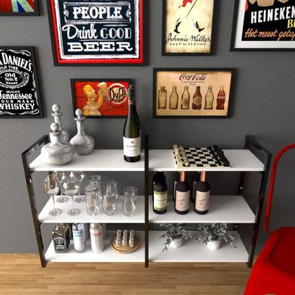 Imagem de Aparador Prateleira industrial sala barzinho branco bar adega moderno suspenso madeira buffet