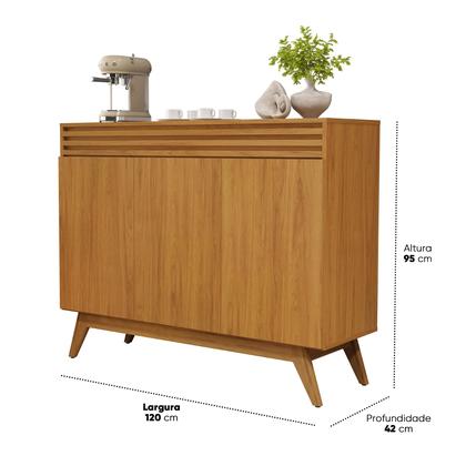 Imagem de Aparador Retrô Moderno 100% MDF com 3 Portas  Buffet Organizador para Sala de Estar e Jantar