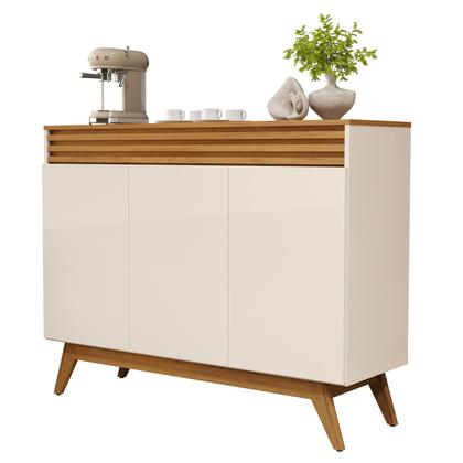 Imagem de Aparador Retrô Moderno 100% MDF com 3 Portas  Buffet Organizador para Sala de Estar e Jantar
