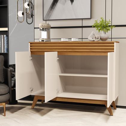 Imagem de Aparador Retrô Moderno 100% MDF com 3 Portas  Buffet Organizador para Sala de Estar e Jantar