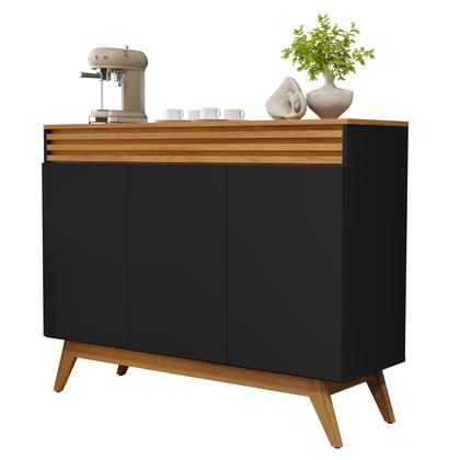 Imagem de Aparador Retrô Moderno 100% MDF com 3 Portas  Buffet Organizador para Sala de Estar e Jantar