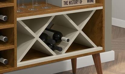 Imagem de Aparador Sala com Adega em X Retrô Mar Pés Palito Cores - JM Casa dos Moveis