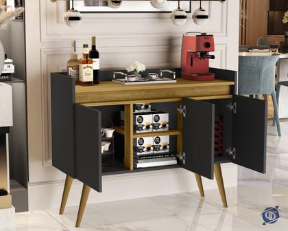 Imagem de Aparador Sala De Estar Buffet Cantinho Do Café Armário Prateleira Interna Luxo 3 Portas K7 Plus