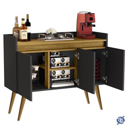 Imagem de Aparador Sala De Estar Buffet Cantinho Do Café Armário Prateleira Interna Luxo 3 Portas K7 Plus