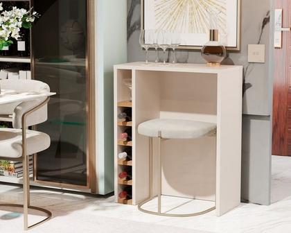 Imagem de Aparador Sala De Estar Com Adega Bar Para Cervejeira Hall De Entrada Off White Com Nature K7 Plus