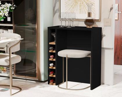 Imagem de Aparador Sala De Estar Com Adega Bar Para Cervejeira Hall De Entrada Preto Com Nature G2 Plus