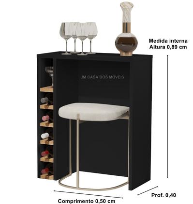 Imagem de Aparador Sala De Estar Com Adega Bar Para Cervejeira Hall De Entrada Preto Com Nature G2 Plus