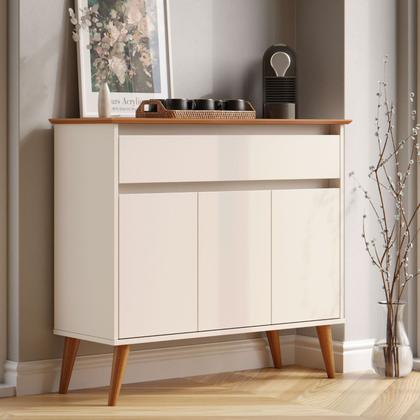 Imagem de Aparador Sala De Estar Retrô Balcão Buffet Com Gaveta E 3 Portas Cairo Cores G2 Plus