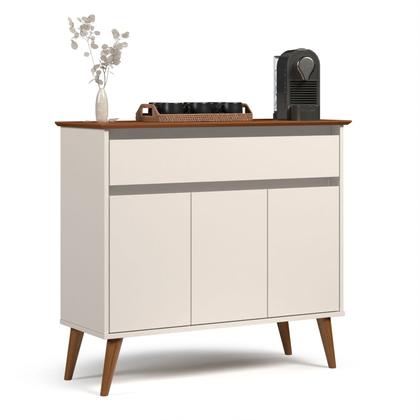 Imagem de Aparador Sala De Estar Retrô Balcão Buffet Com Gaveta E 3 Portas Cairo Cores G2 Plus