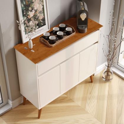 Imagem de Aparador Sala De Estar Retrô Balcão Buffet Com Gaveta E 3 Portas Cairo Cores G2 Plus