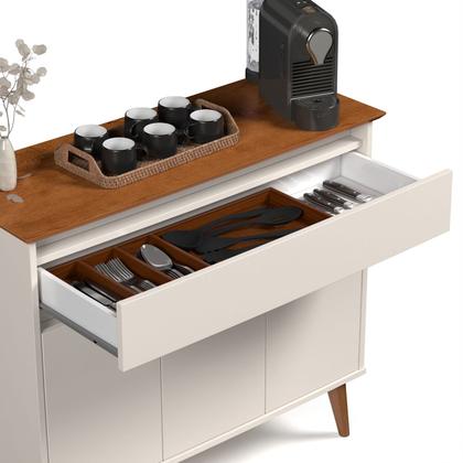 Imagem de Aparador Sala De Estar Retrô Balcão Buffet Com Gaveta E 3 Portas Cairo Cores G2 Plus