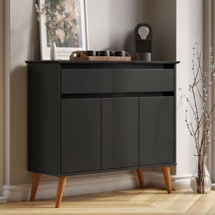 Imagem de Aparador Sala De Estar Retrô Balcão Buffet Com Gaveta E 3 Portas Cairo Cores G2 Plus