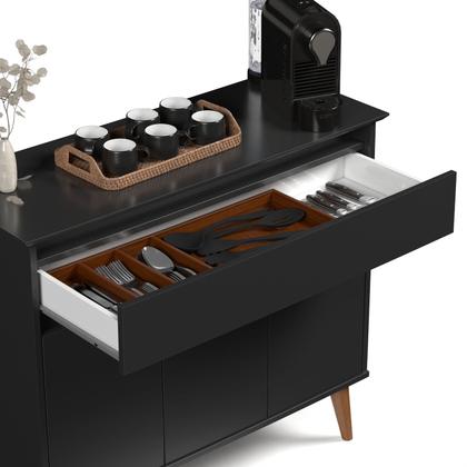 Imagem de Aparador Sala De Estar Retrô Balcão Buffet Com Gaveta E 3 Portas Cairo Cores G2 Plus