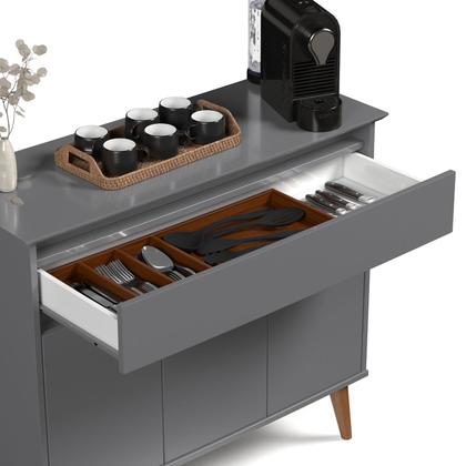 Imagem de Aparador Sala De Estar Retrô Balcão Buffet Com Gaveta E 3 Portas Cairo Cores G2 Plus