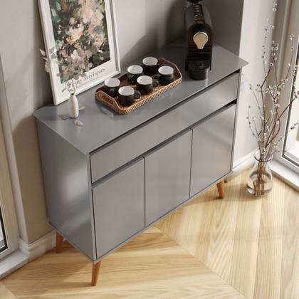 Imagem de Aparador Sala De Estar Retrô Balcão Buffet Com Gaveta E 3 Portas Cairo Cores G2 Plus