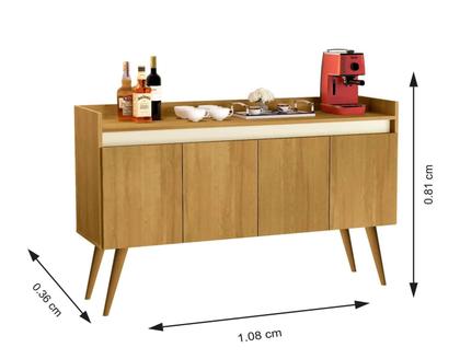 Imagem de Aparador Sala De Estar Retrô Buffet Cantinho Do Café Hall De Entrada Luxo 4 Portas Cores G2 Plus