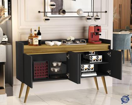 Imagem de Aparador Sala De Estar Retrô Buffet Cantinho Do Café Hall De Entrada Luxo 4 Portas Cores G2 Plus