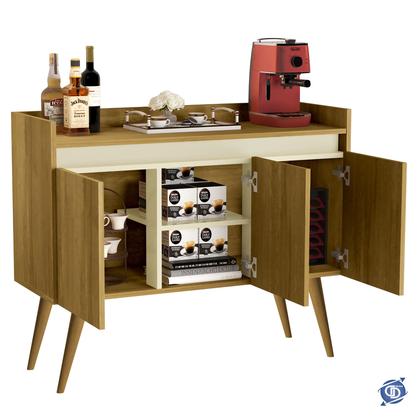 Imagem de Aparador Sala De Estar Retrô Buffet Cantinho Do Café Luxo 3 Portas Prateleira Interna Madeirado Com Off White G2 Plus