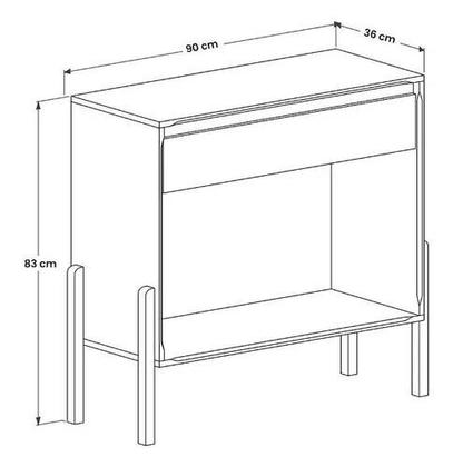 Imagem de Aparador Sala Libano Com 1 Gaveta E Pés De Madeira Maciça - Basoto