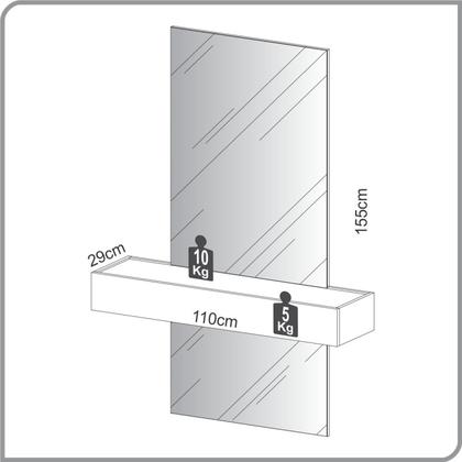 Imagem de Aparador Suspenso com Espelho 1 Gaveta 100% MDF