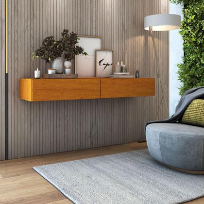 Imagem de aparador suspenso de parede 1,10mt com 2 gavetas espaçosas design moderno para sala de estar