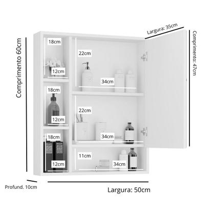 Imagem de Aparador Suspenso Espelho Para Banheiro Com Nichos e Prateleiras