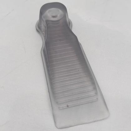 Imagem de Aparador Trava Cunha de Porta Calço Transparente PVC Chão 11x3,5x2cm