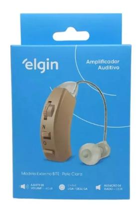 Imagem de Aparelho Auditivo Amplificador Elgin Pele Clara Completo Bege