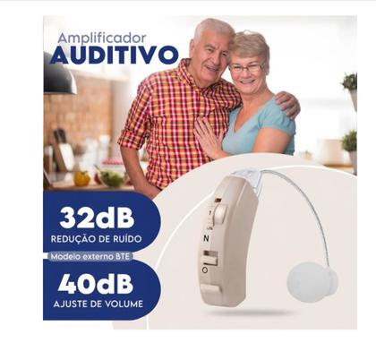 Imagem de Aparelho Auditivo Amplificador Elgin Pele Clara Completo Bege