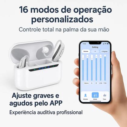 Imagem de Aparelho Auditivo M78 16 Canais Controle App Bluetooth Sem Ruido Bege