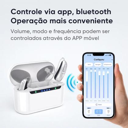 Imagem de Aparelho Auditivo M78 16 Canais Controle App Bluetooth Sem Ruido Bege