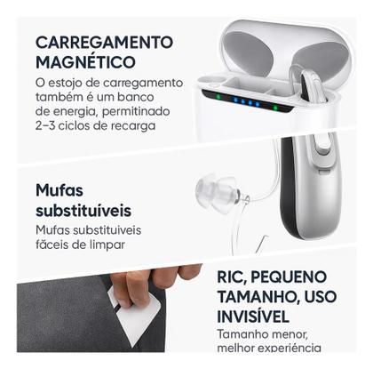 Imagem de Aparelho Auditivo M78 16 Canais Controle App Bluetooth Sem Ruido Bege