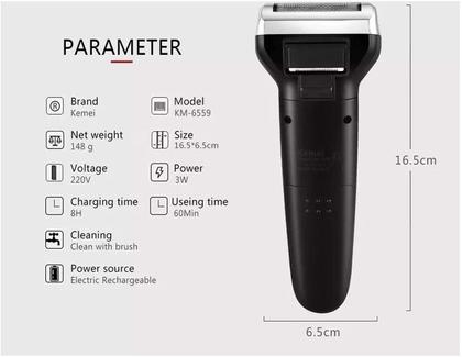 Imagem de Aparelho Barbeador Recarregavel 3 Em 1 Kemei Shaver Bivolt Km-6776