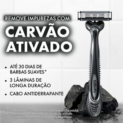 Imagem de Aparelho Barbear Gillette Prestobarba 3 Carvão Carbono 8 Unidades
