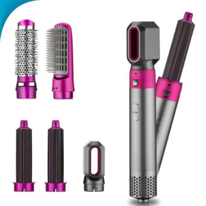 Imagem de Aparelho Completo 5 Em 1 Que Seca Modela E Alisa Cabelos Com Praticidade Brilho E Volume Natural Pronta Entrega Perfeito