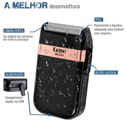 Imagem de Aparelho de Barbear Bivolt Kemei KM2024 Envio Rápido e NF