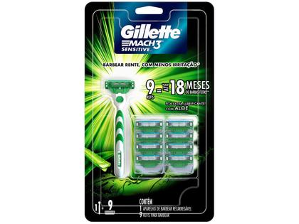 Imagem de Aparelho de Barbear Recarregável Gillette Sensitive Mach 3 9 Cargas