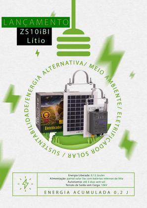 Imagem de Aparelho De Choque Rural Solar 20km 0,12 Joules Zebu bateria interna de litio 3 dias sem sol
