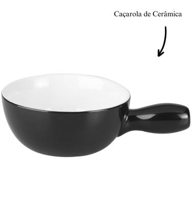 Imagem de Aparelho De Fondue 8 Peças De Cerâmica Preto Com Suporte De Ferro Com Pintura Epoxy