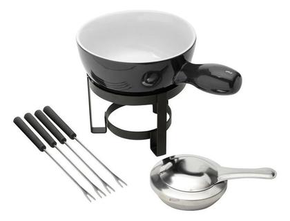 Imagem de Aparelho De Fondue 8pç Para Queijo De Cerâmica Preto - Lyor