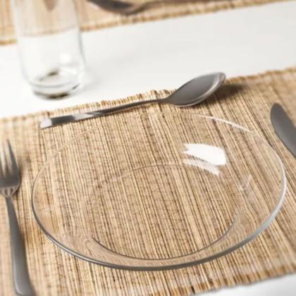 Imagem de Aparelho de Jantar 12 Peças em Vidro Liso  Conjunto Clássico 6 Pratos e 6 Copos