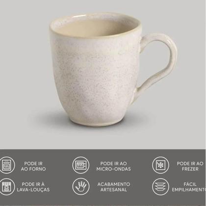 Imagem de Aparelho de Jantar 12 Peças Pratos Rasos Sobremesa e Canecas Cerâmica Porto Brasil Mesa Posta